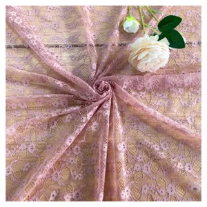 2025 OEM Custom Pink Nigerian African Chantilly Lace Fabric Small Floral Jacquard Mesh Net Lace Fabric - 100% Polyester...