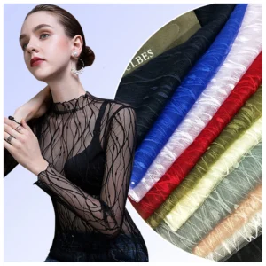 2026 New Fashion Lace Fabric Paris French Style Jacquard Tulle Lace Fabric 1Yard Polyester Mesh Tulle Jacquard Fabric - 100%...