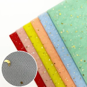 2026 New Gold Star Sequin Net Tulle Fabric Star Moon Sequins 36A Tulle Mesh Fabric for Dress - 100% Polyester, 60 gsm, 160...