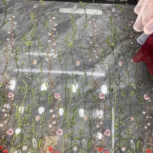3D Embroidered Floral Wedding Veil Gown Lace Fabric Muslim Abaya Dubai Laces Embroidery Lace Fabric - 100% Polyester, 300...