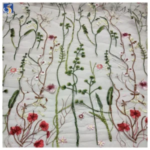 3D Embroidered Floral Wedding Veil Gown Lace Fabric Muslim Abaya Dubai Laces Embroidery Lace Fabric - 100% Polyester, 300...