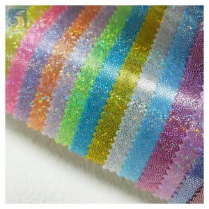 A002-2 Customized Polyester Spandex Golden Foil Laser Glitter Shiny Stretch Lurex Knitted Fabric for Party Dresses...