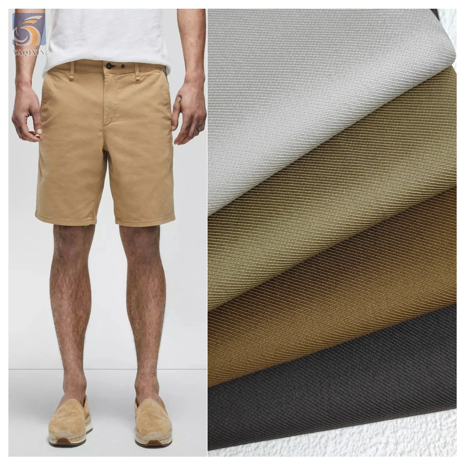 A2266 New Material 53%Cotton 45%Nylon 2%Spandex Double Line Twill Stretch Fabric 250gsm Super Soft Stretch Pants Fabric...