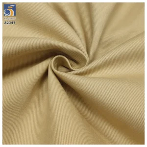 A2347 Good Quality 320gsm 7X7 100% Cotton Thick Twill Fabric Super Soft Thick Right Khaki Twill Washed Cotton Fabric - 100%...