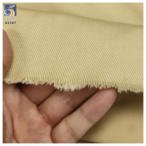 A2347 Good Quality 320gsm 7X7 100% Cotton Thick Twill Fabric Super Soft Thick Right Khaki Twill Washed Cotton Fabric - 100%...