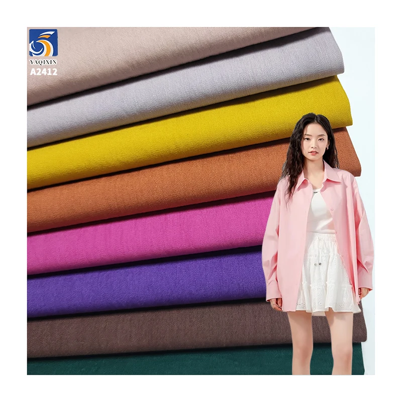 A2412 High Quality 32S Thickened 170gsm 63% Cotton 37% Nylon Poplin Fabric Plain Shirt Jacket Pants Cotton Poplin Fabric...