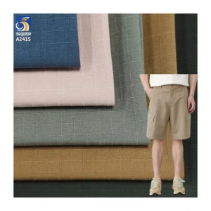 A2415 150gsm 65% Cotton and 35% Nylon Blended Jacquard Fabric 5mm Checkered Sand-Washed Cotton Fabric for Shirts Dress
