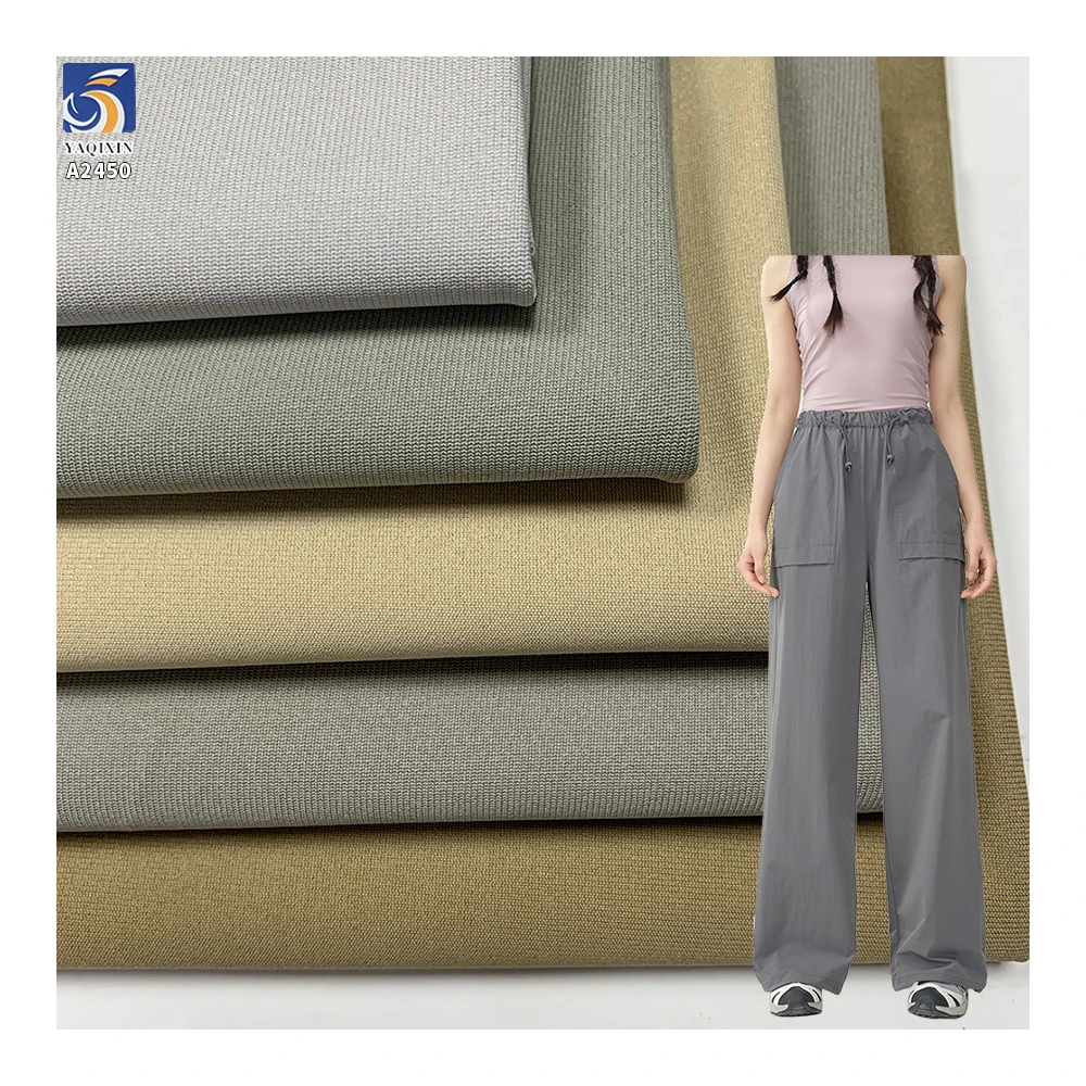 A2450 210gsm Textured Woven Plain Poplin Navy Blue Fabric 47% Polyester 53% Composite Material Stretch Thin Pants Fabric...