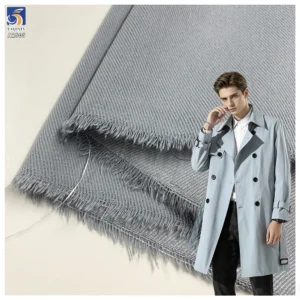 A2505 2026 New 300D 260gsm Thick Washed Jean Denim Look Fabric Cotton Lyocell Polyester Woven Trench Coat Outerwear Fabric...