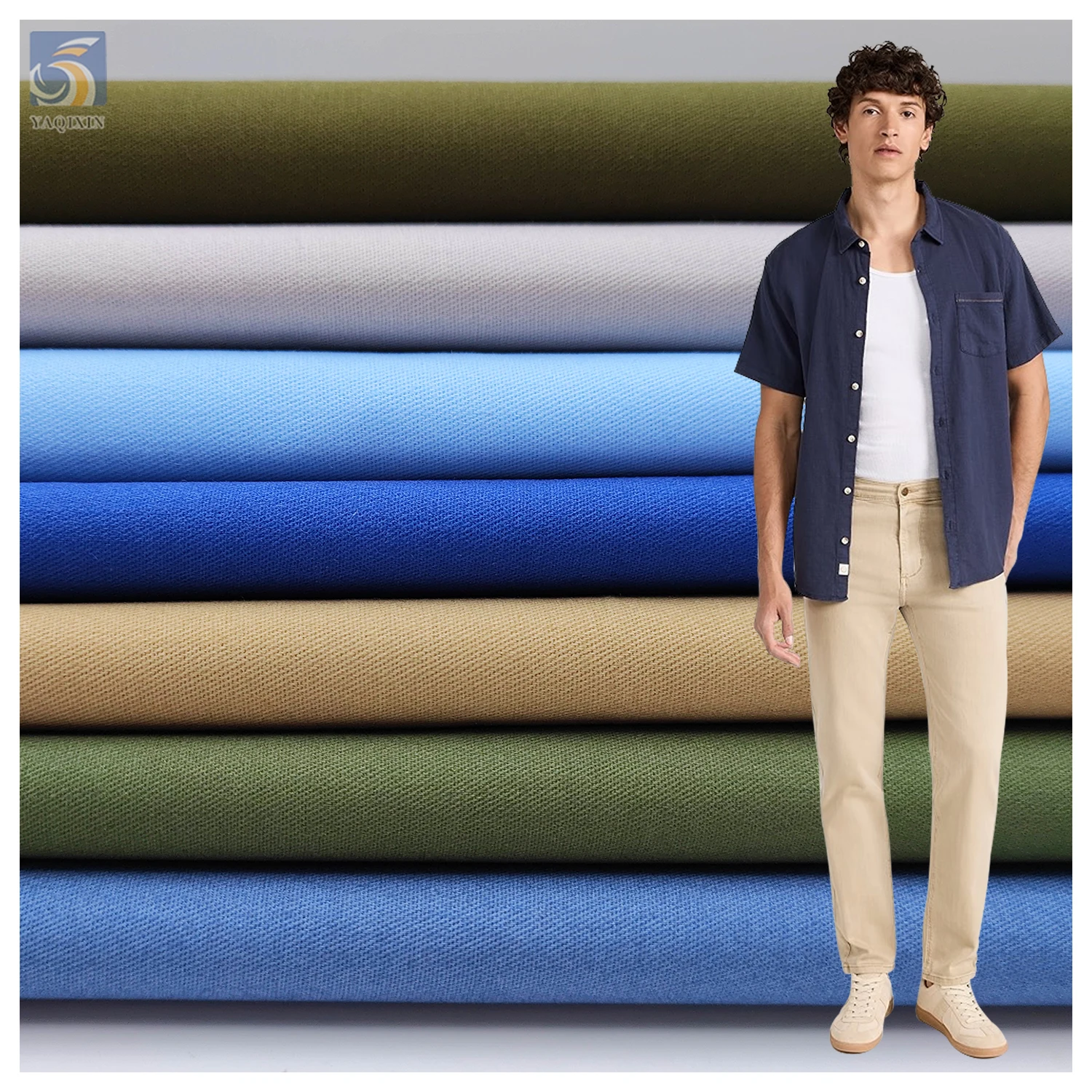 A9298 180gsm Plain Color Woven High Density Khaki Twill Chino 100% Cotton Fabric for Jacket/Garment - 100% Cotton, 100%...