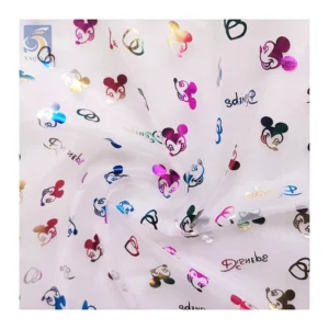 American Amusement Park Design Fabric Polyester Colorful Foil Printed Mickey Mouse Tulle Fabric for Girl Skirt - 100%...