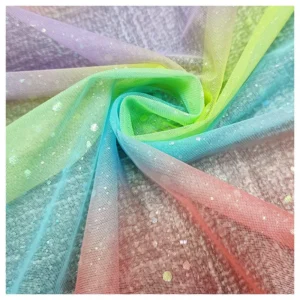 BY22001 Factory Cheap Price Poly Blend Iridescent Dot Glitter Print Tulle Fabric Wedding Stage Decoration Fabric - 100%...