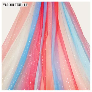 BY22053 Guangzhou Manufacturer Polyester Lining Fabric for Dress Skirt Scarf Textile Rainbow Print Ombre Fabric Mesh Tulle...