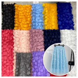 Beautiful Women 3D Embroidery Lace Fabric Floral Tulle Embroidered Fabric for Fashion Skirt - 100% Polyester, 180 g, 152 CM...