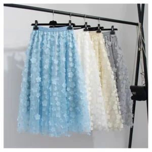 Beautiful Women 3D Embroidery Lace Fabric Floral Tulle Embroidered Fabric for Fashion Skirt - 100% Polyester, 180 g, 152 CM...