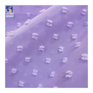 CF001-1 China Wholesale Chiffon Fabric White Pure 100% Polyester Soft Jacquard Dots Chiffon Fabric - 100% Polyester, 90 gsm...