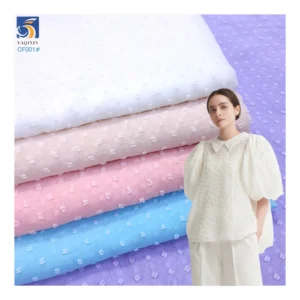 CF001-1 China Wholesale Chiffon Fabric White Pure 100% Polyester Soft Jacquard Dots Chiffon Fabric - 100% Polyester, 90 gsm...