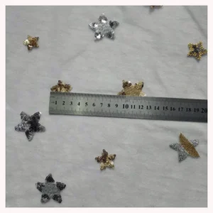 CP13 Beautiful Gold/Silver Sparkling Sequins Stars Tulle Lace Fabric for Prom/Wedding Gowns - Polyester, 100 gsm, 160 CM...