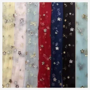 CP13 Beautiful Gold/Silver Sparkling Sequins Stars Tulle Lace Fabric for Prom/Wedding Gowns - Polyester, 100 gsm, 160 CM...