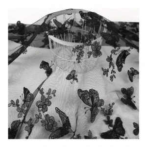 CXT004-2 High End Embroidery Fabric 100% Polyester Tulle Lace 3D Large Butterfly Embroidery Fabric - 100% Polyester, Tulle...