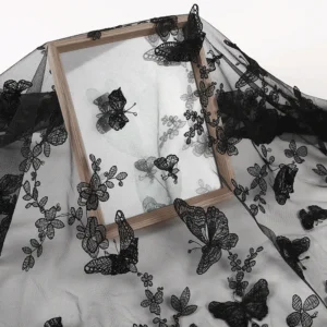CXT004-2 High End Embroidery Fabric 100% Polyester Tulle Lace 3D Large Butterfly Embroidery Fabric - 100% Polyester, Tulle...