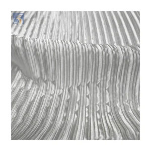 Charmeuse Soft Imitation Silk Satin Fabric Wedding Polyester 0.5cm Pinstripes Accordion Pleated White Satin Fabric - 100%...