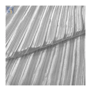 Charmeuse Soft Imitation Silk Satin Fabric Wedding Polyester 0.5cm Pinstripes Accordion Pleated White Satin Fabric - 100%...
