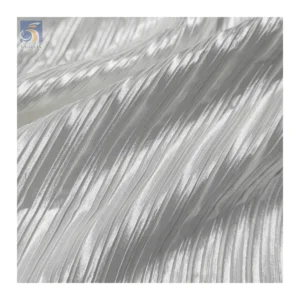 Charmeuse Soft Imitation Silk Satin Fabric Wedding Polyester 0.5cm Pinstripes Accordion Pleated White Satin Fabric - 100%...