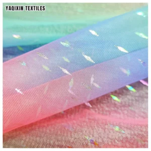 Cheap Price Digital Print Tulle Fabric Wholesale 100%Polyester Rainbow Gradient Ombre Mesh Fabric with Glitter - 100%...