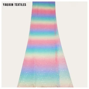 Cheap Price Digital Print Tulle Fabric Wholesale 100%Polyester Rainbow Gradient Ombre Mesh Fabric with Glitter - 100%...