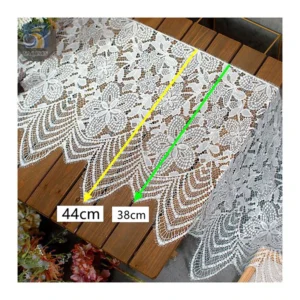 China Factory Design 42 Color Dyeing Knitted Mesh White Wedding Lace Fabric Eyelash Lace Fabric 44CM*300CM - 100% Polyester...