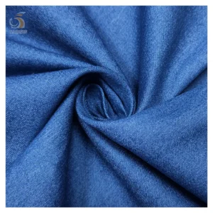 China Factory High Quality Jeans Fabric Dark Blue Lightweight Soft Stretch Thin Denim Fabric for Shirt Dresses - Cotton...