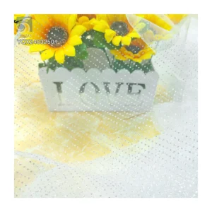 China Factory Wholesale Price White Sparkle Tulle Bridal Fabric Poly Mesh Tulle Wedding Dress Fabric - 100% Polyester, 30...