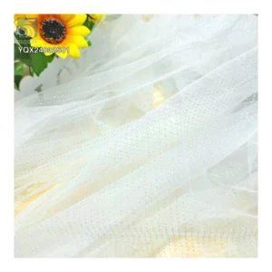 China Factory Wholesale Price White Sparkle Tulle Bridal Fabric Poly Mesh Tulle Wedding Dress Fabric - 100% Polyester, 30...