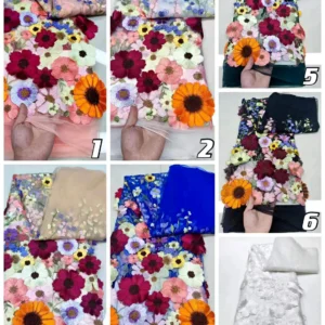 China Manufacturer High-End Handmade Embroidery Lace Fabric French Colorful Flower Material Mesh Lace Fabric - 100%...