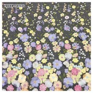 China Manufacturer High-End Handmade Embroidery Lace Fabric French Colorful Flower Material Mesh Lace Fabric - 100%...