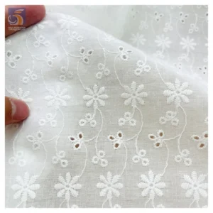 China ODM&OEM Competitive Price Eyelet Lace Fabric 100% Cotton Embroidery Fabric for Apparel Dress Clothing - 100%...