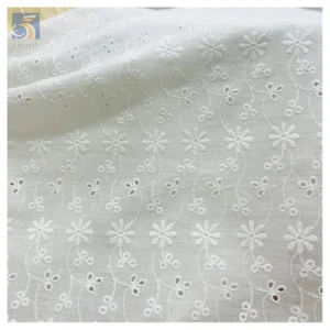 China ODM&OEM Competitive Price Eyelet Lace Fabric 100% Cotton Embroidery Fabric for Apparel Dress Clothing - 100%...