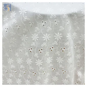 China ODM&OEM Competitive Price Eyelet Lace Fabric 100% Cotton Embroidery Fabric for Apparel Dress Clothing - 100%...