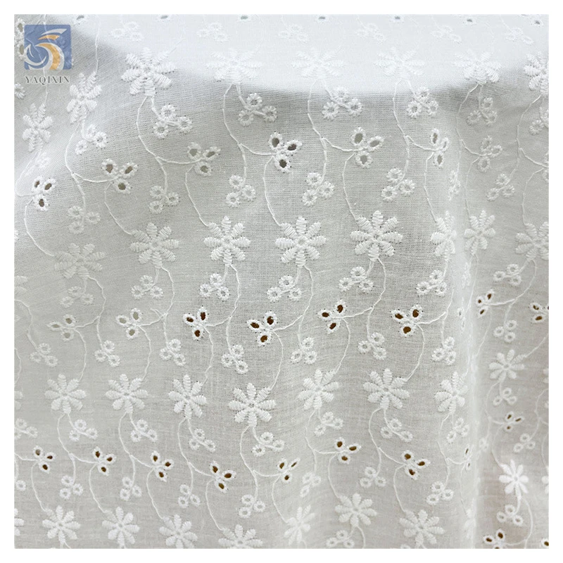 China ODM&OEM Competitive Price Eyelet Lace Fabric 100% Cotton Embroidery Fabric for Apparel Dress Clothing - 100%...
