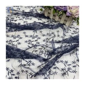 Chinese Rice Valley Pattern Soft Embroidered Mesh Lace Fabric With Custom Embroidery Apparel Fabric by the Yards - 100%...