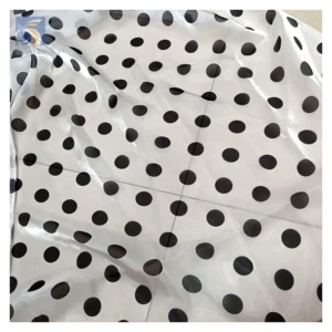 Classic Black 2cm Polka Dot Dress Fabrics Transparent Soft Polyester Liquid Organza Digital Print Fabric for Dress Skirt...