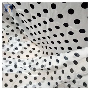 Classic Black 2cm Polka Dot Dress Fabrics Transparent Soft Polyester Liquid Organza Digital Print Fabric for Dress Skirt...