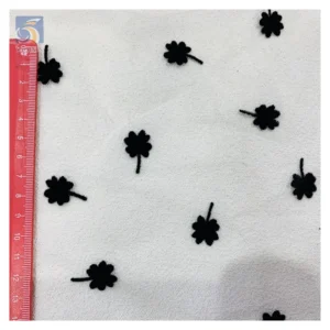Competitive Price Flock Tulle Net Fabric Dress Model Latest Black French Small Floral Flocked Tulle Mesh Lace Fabric - Mesh...
