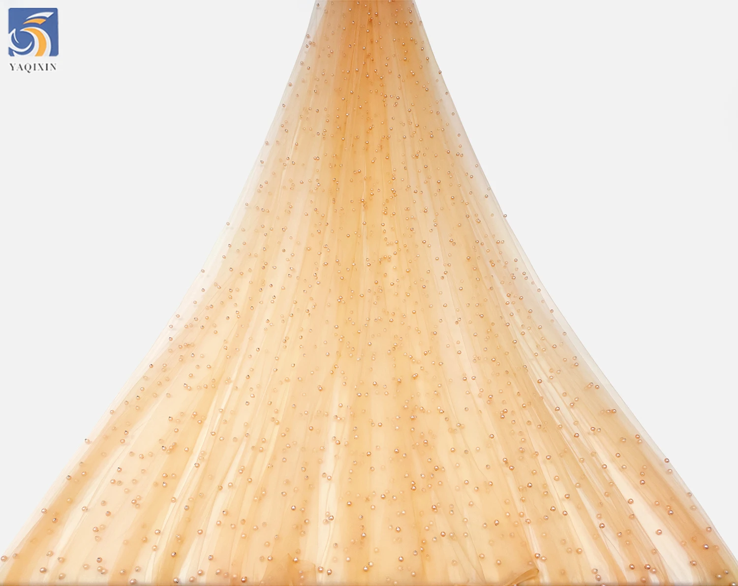 Custom Colorful Pearl Beaded Tulle for Bridal 3D Lace Fabric, Support Multiple Colors Production - Mesh Fabric, 40G, Warp...