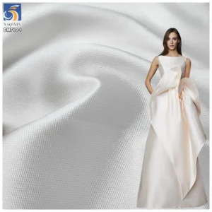 DMF19-1 190gsm Medium Firm Woven Mikado Satin Fabric 100%Polyester White Mikado Fabric for Bride Dress - 100% Polyester, 190...
