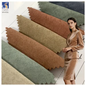 DV-6712 160/210gsm Good Drape Wrinkle Resistant 90 Polyester 10 Nylon Acetate Velvet Brushed Fabric for Coat/Blazer/Suiting...