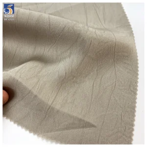 DV-6720 Retro 160g 100% Polyester Double Sided Beige Grey Crushed Satin Fabric Hand Crinkled Texture for Womens Dress - 100%...