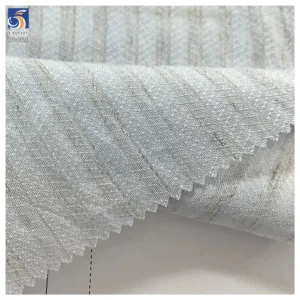 DV-6721 New Product 120g OEM Custom Textured Softness Linen Blend 80% Rayon Striped Jacquard Chiffon Fabric for Womenswear...