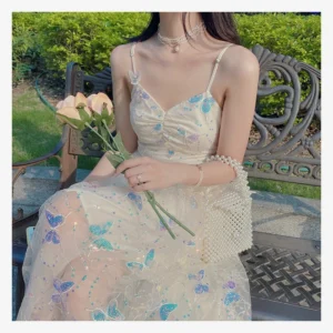 DX08 Custom Polyester Soft Tulle Mesh Butterfly Fabric Dress Embroidery Shiny Sequin Butterfly Tulle Netting Fabric - 100%...